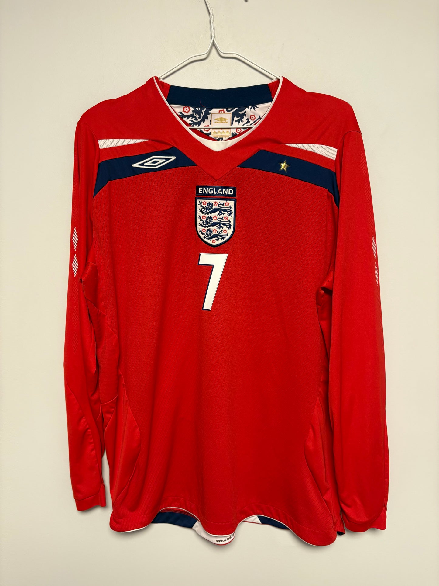 Umbro England Away LS 08/10 Beckham 7 - 8/10