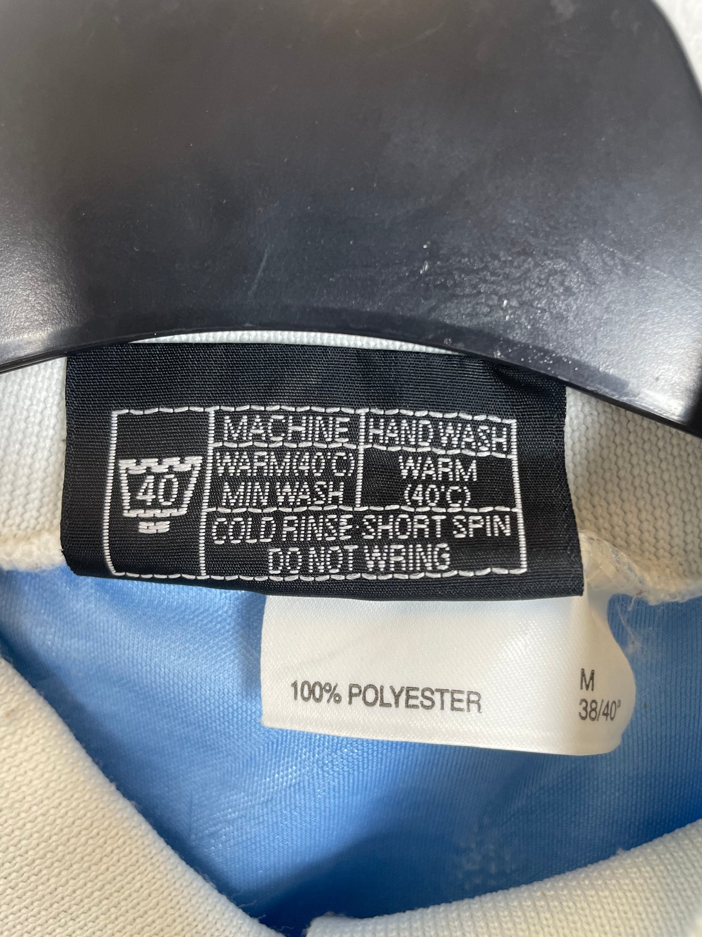 Coventry City 94/95 home — Pony inner tag and Peugeot sponsor detail