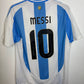 Back view of Adidas Argentina home shirt 2024 showing Messi name and number 10 in excellent condition