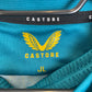 Close-up of Wolves club badge and shirt details on 22/23 away kit with Guedes 17