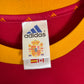 Close-up of Adidas logo and Spain national team crest on 2002 home shirt with Raul 7