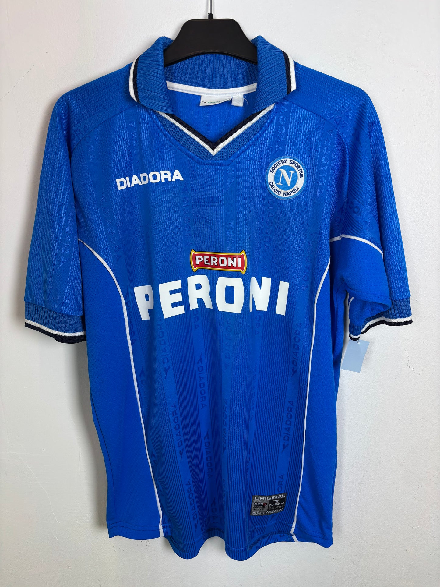 Diadora Napoli home shirt 00/01 featuring Edmundo 97 in sky blue, excellent 8/10 condition