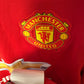 Chevrolet-sponsor og hvit rundhalskrage på rød United-trøye 2014/15