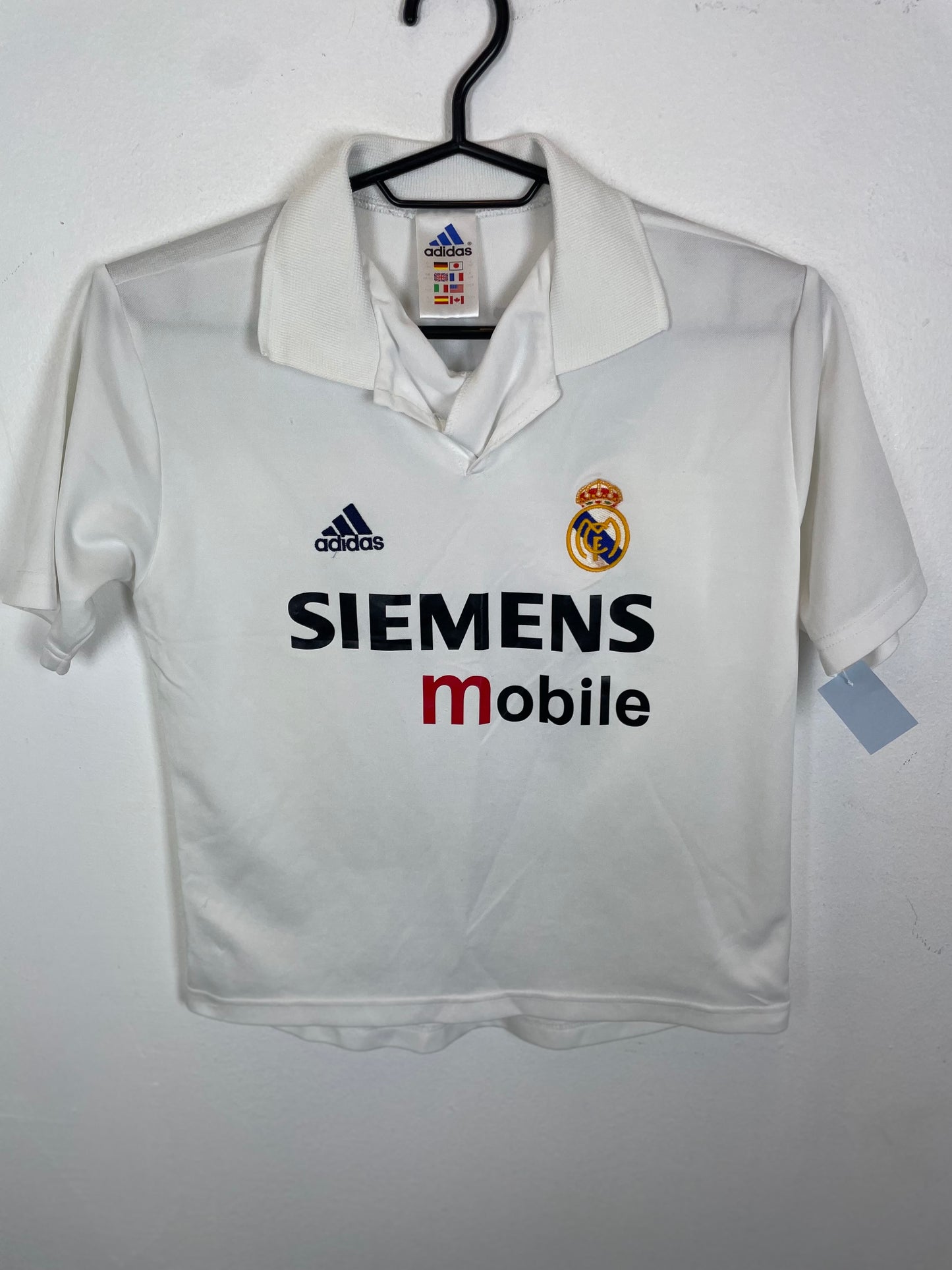 Adidas Real Madrid home shirt 01/02 with Ronaldo 11 kids size vintage white jersey