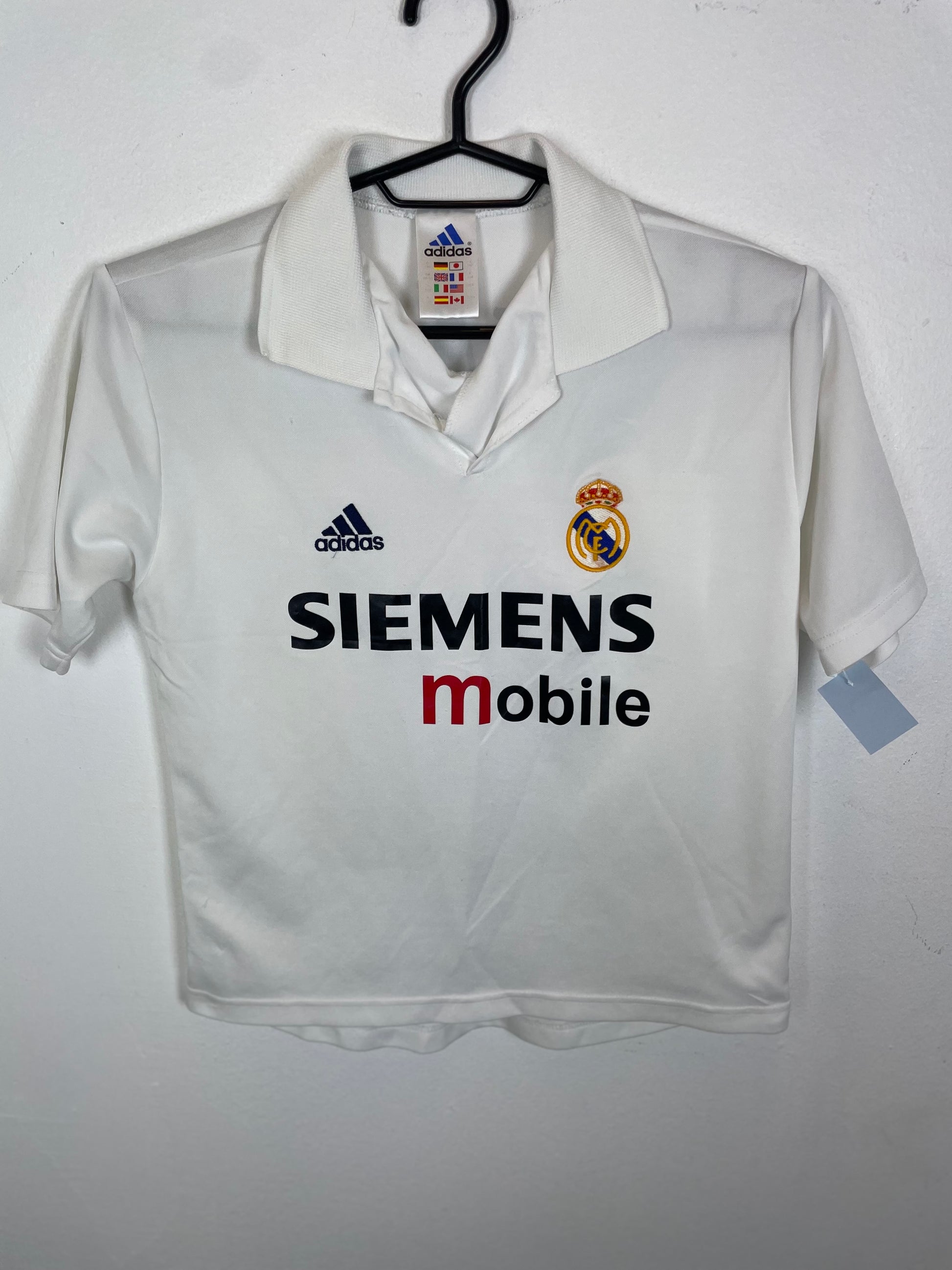 Adidas Real Madrid home shirt 01/02 with Ronaldo 11 kids size vintage white jersey