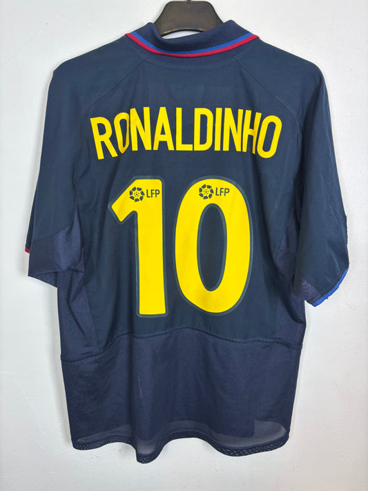 Back view of Nike Barcelona 02/04 third shirt showing Ronaldinho name and number 10