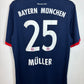 Back of Adidas Bayern Munich 17/18 away shirt displaying Muller name and number 25 in red lettering