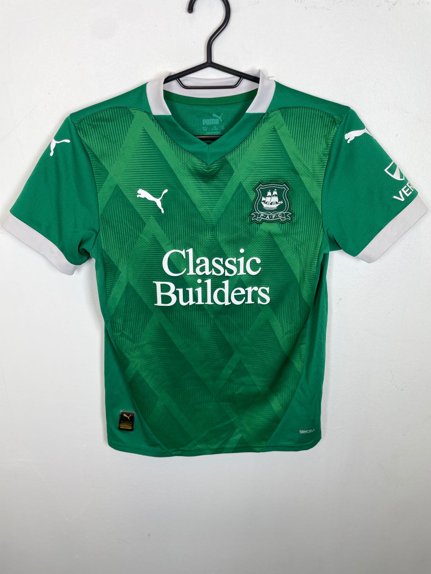 Plymouth Argyle home shirt 2024/25 with Randell 20, kids size 11-12 years in excellent condition