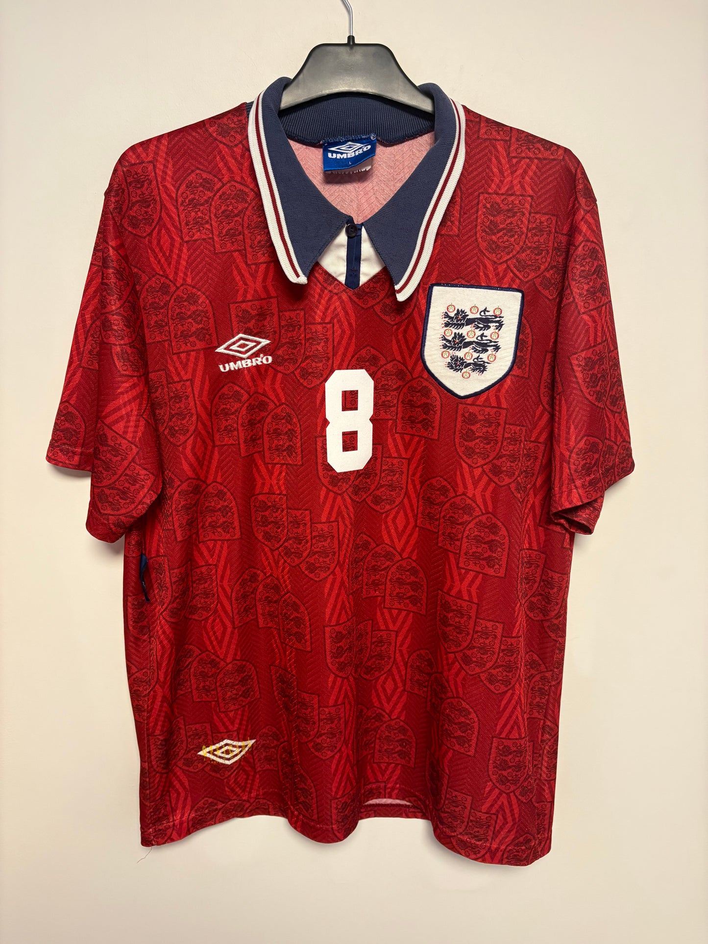 Umbro England Away 1994 Gascoigne 8 - 7/10