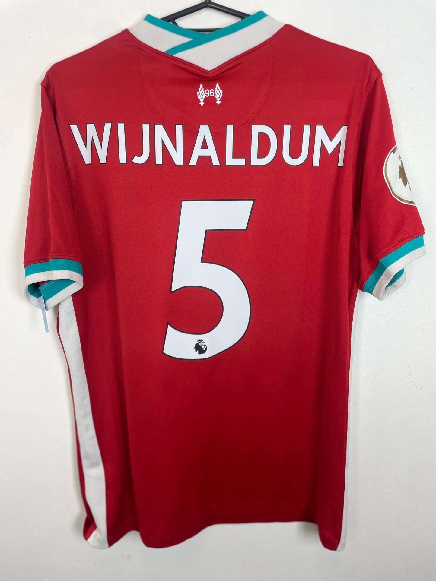 Back view of Nike Liverpool FC 20/21 home shirt displaying Wijnaldum name and number 5