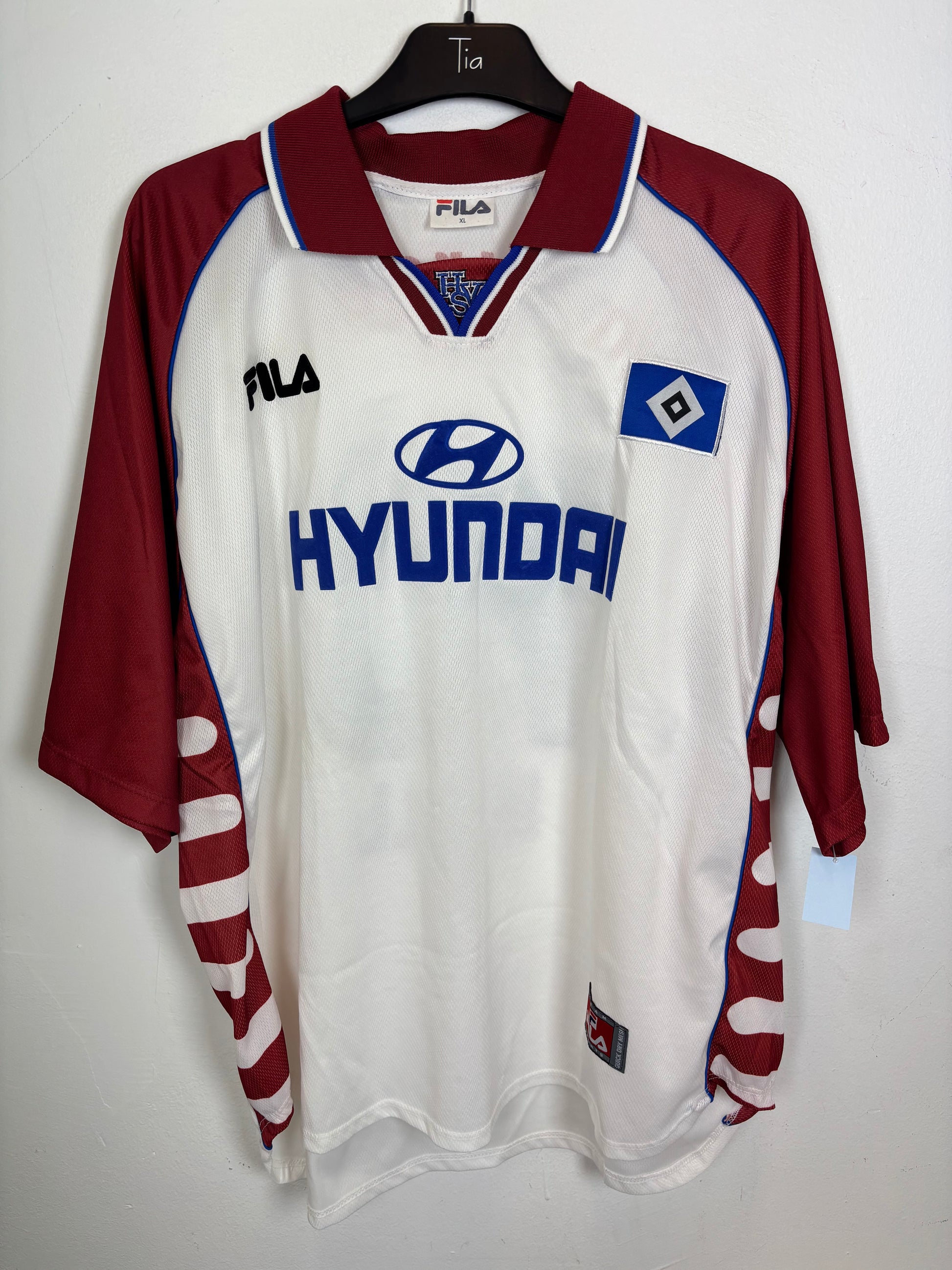 Hamburger SV home football shirt 1999-2000 season front view with blue and white stripes