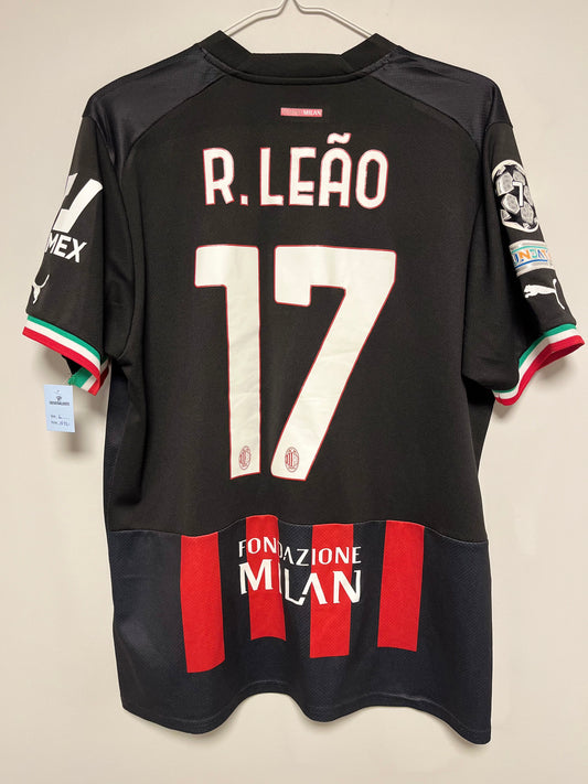 Back view of Puma AC Milan 22/23 home shirt showing R. Leao name and number 17