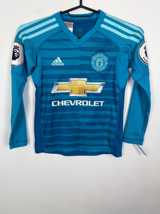 Adidas Manchester United keeperdrakt 2018/19 De Gea 1 barn – goalkeeper jersey kids forfra