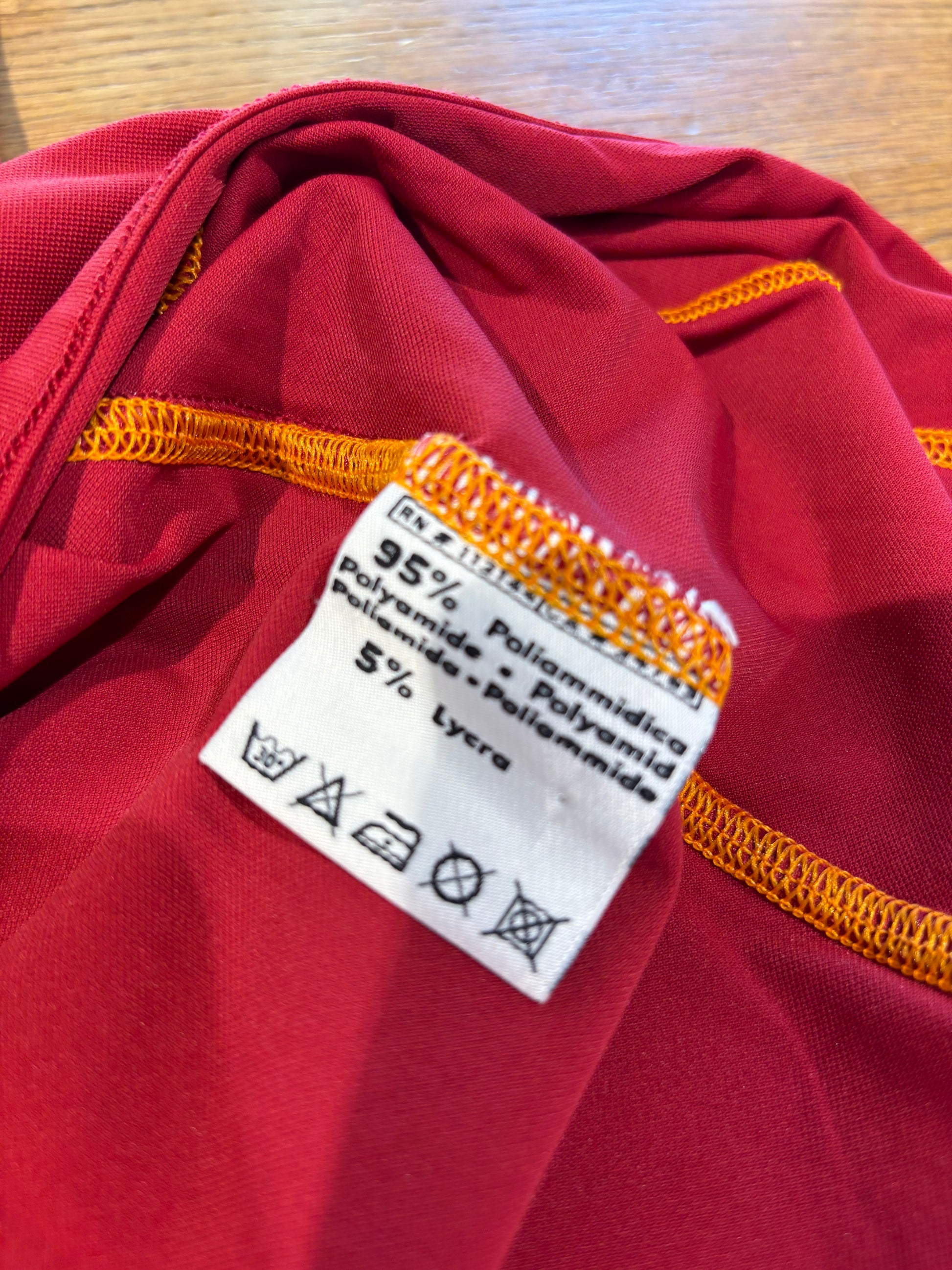 Kappa brand label and size tag inside the collar of AS Roma 08/09 home football shirt