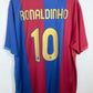 Back view of Nike Barcelona 06/07 home shirt displaying Ronaldinho name and number 10