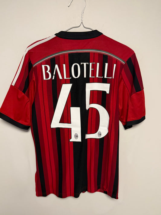 Back view of Adidas AC Milan 2014/15 home shirt showing Balotelli name and number 45