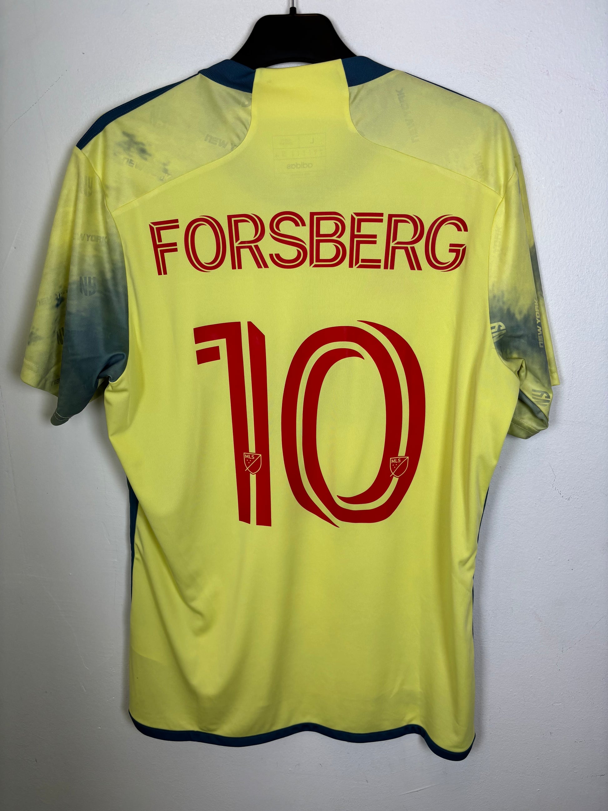 Back view of Adidas New York Red Bulls away shirt 2022 showing Forsberg name and number 10
