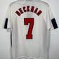 Back view of England 1998 home shirt showing Beckham name and number 7 in excellent condition