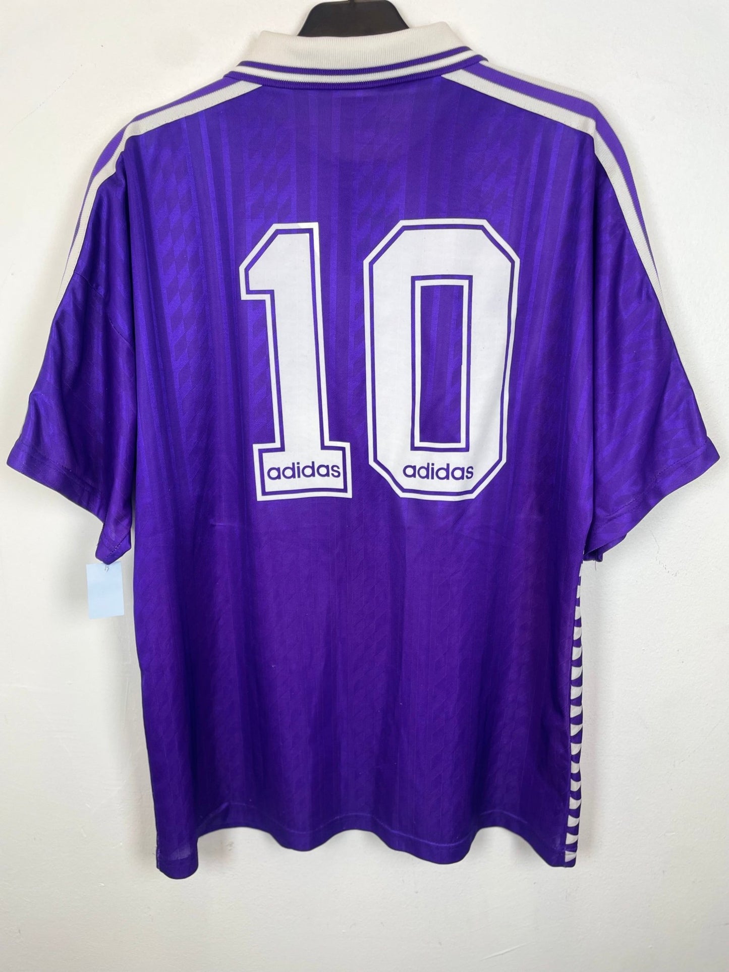 Front view of the retro Anderlecht 94/96 away shirt showing the badge and Adidas stripes, photographed at our Stavanger store