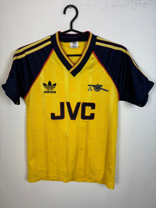 Vintage Adidas Arsenal 1988-91 away football shirt in kids sizing with the Gunners club crest, hand graded in Norway