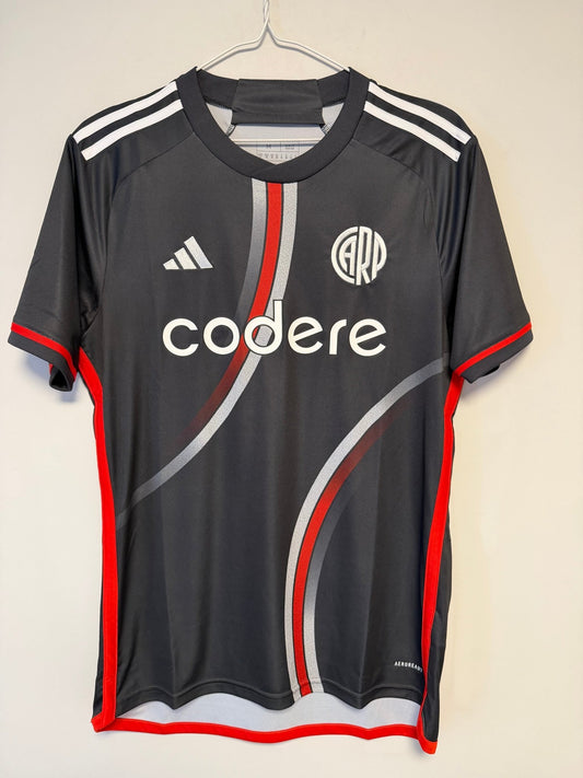Adidas River Plate 2025 fourth football shirt in size M with the Argentine club crest, graded by hand and shipped from Norway