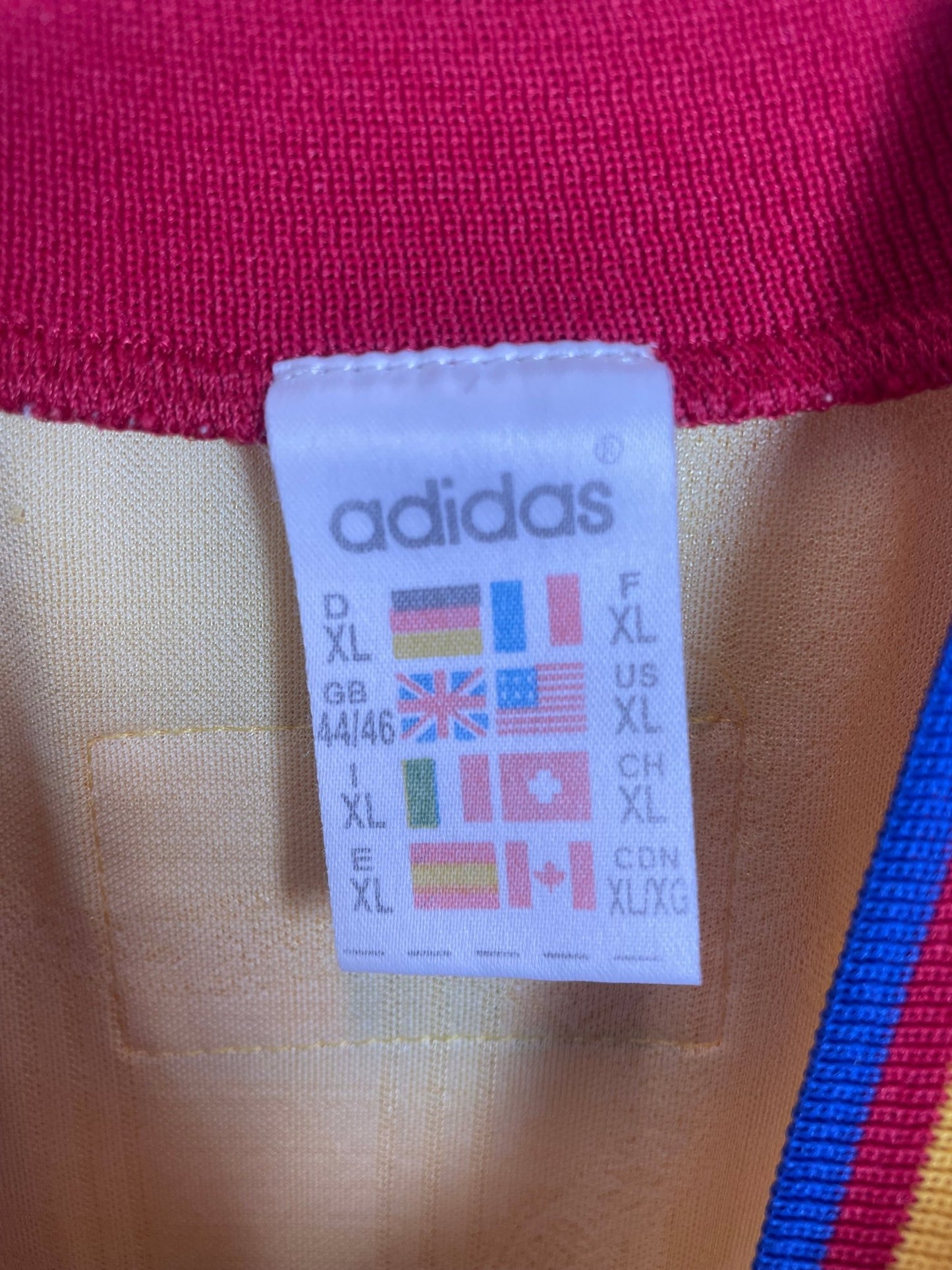 Back of the vintage Romania 1996 Adidas home shirt with the Marius Lacatus number 7 print, shown in full rear detail