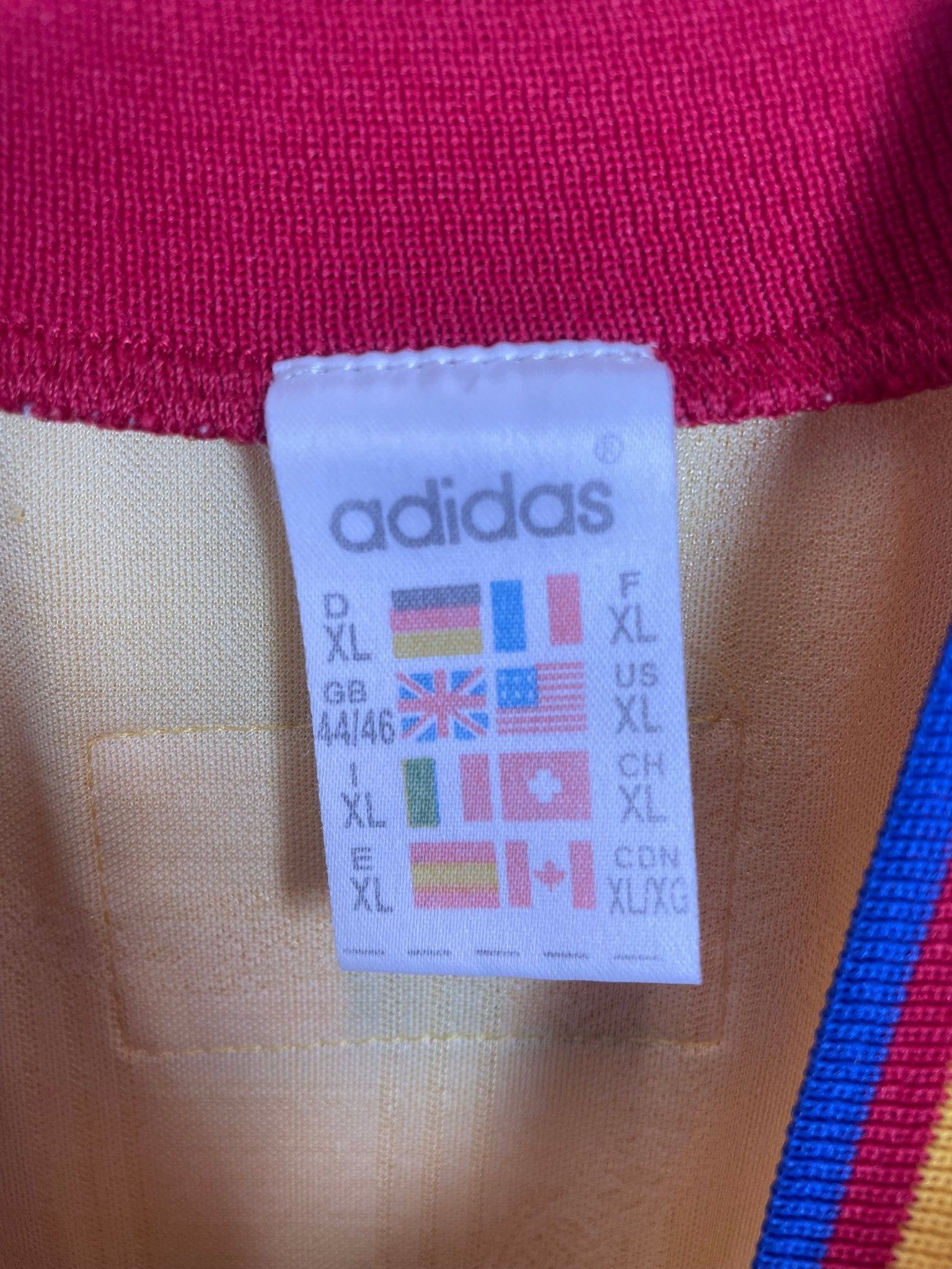 Back of the vintage Romania 1996 Adidas home shirt with the Marius Lacatus number 7 print, shown in full rear detail