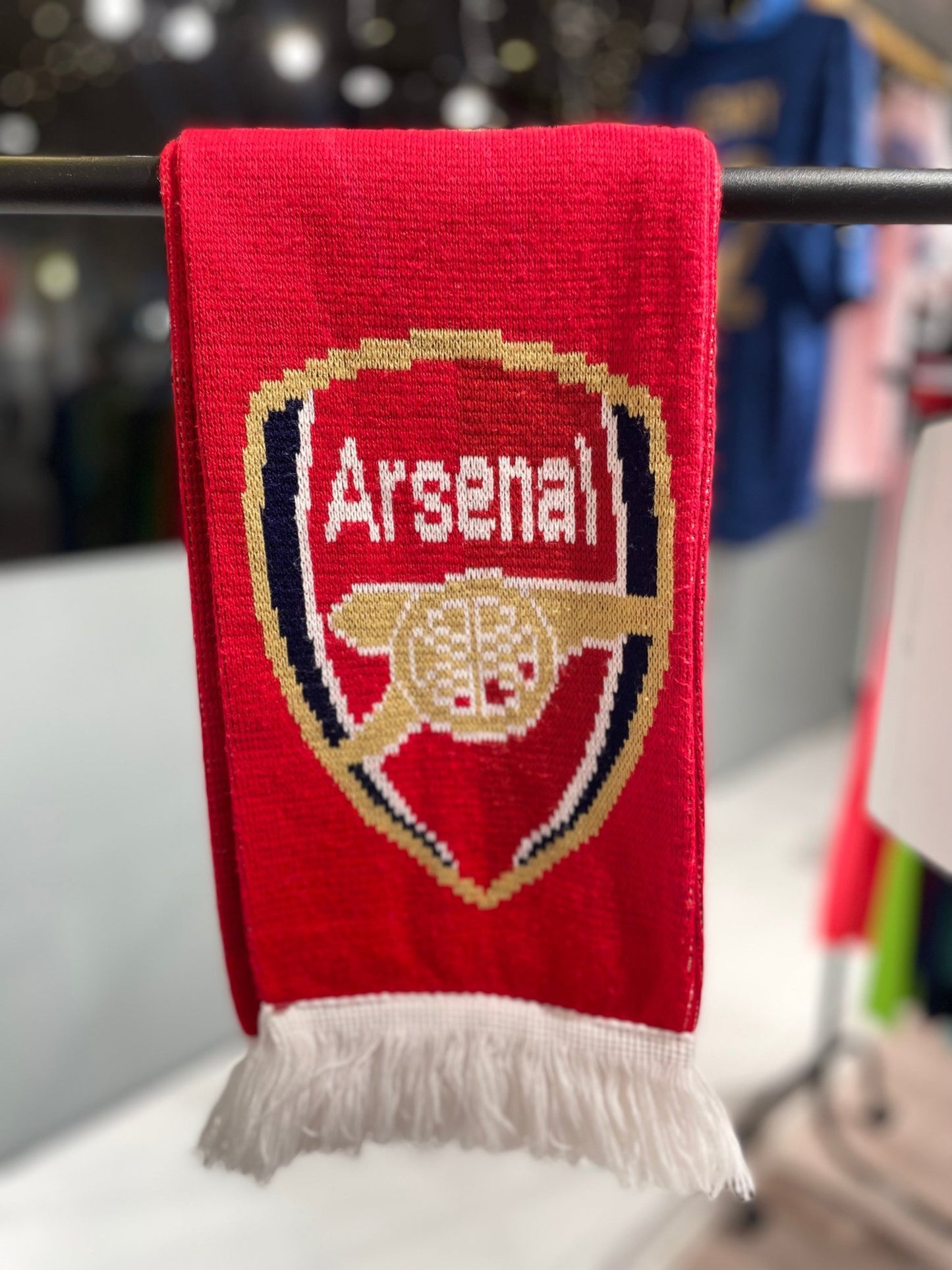 Arsenal supporter scarf showing team colors and national branding - supporter accessory