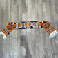 Blackpool supporter scarf showing team colors and national emblems - accessory detail view
