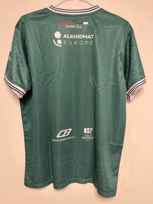 Front view of the Better Future Pakistan 2025 away shirt showing the badge and sponsor, photographed at our Stavanger store