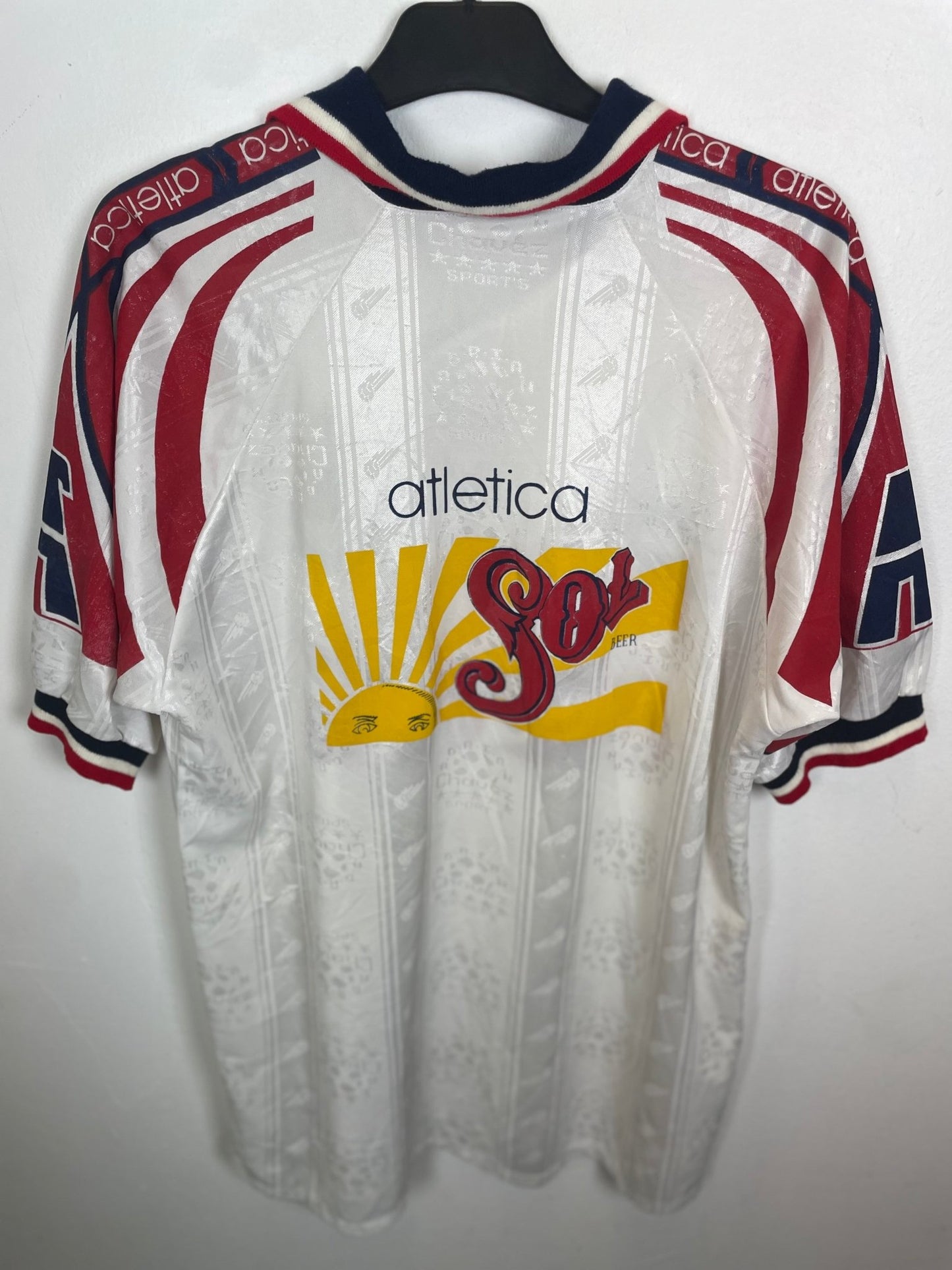 Front view of the retro Chivas 98/99 away shirt showing the Liga MX club badge and sponsor, shown in full front detail