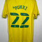 Front view of the Norwich City 20/21 home shirt showing the Canaries crest and Errea logo, shown in full front detail