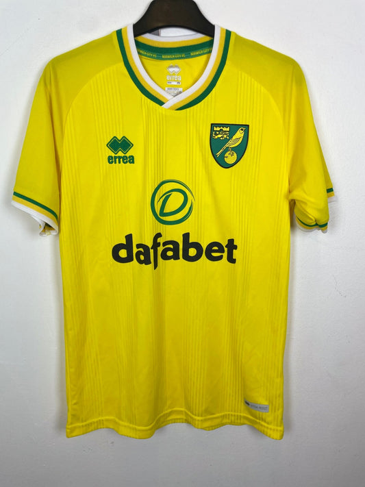 Errea Norwich City 2020/21 home shirt in canary yellow with the Pukki 22 nameset, unworn, genuine original football shirt