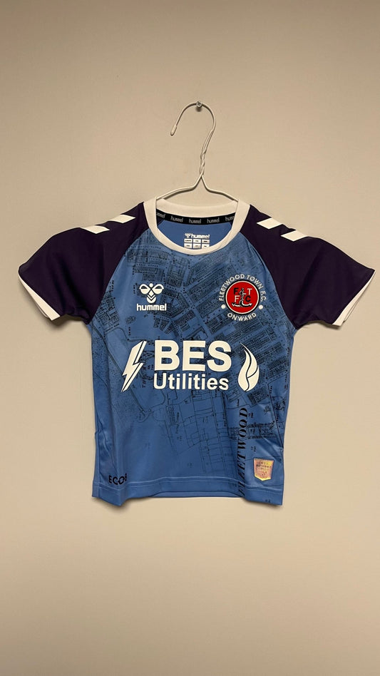 Official Fleetwood Town 2023/24 away football shirt in youth size YXS with the club crest, genuine original football shirt
