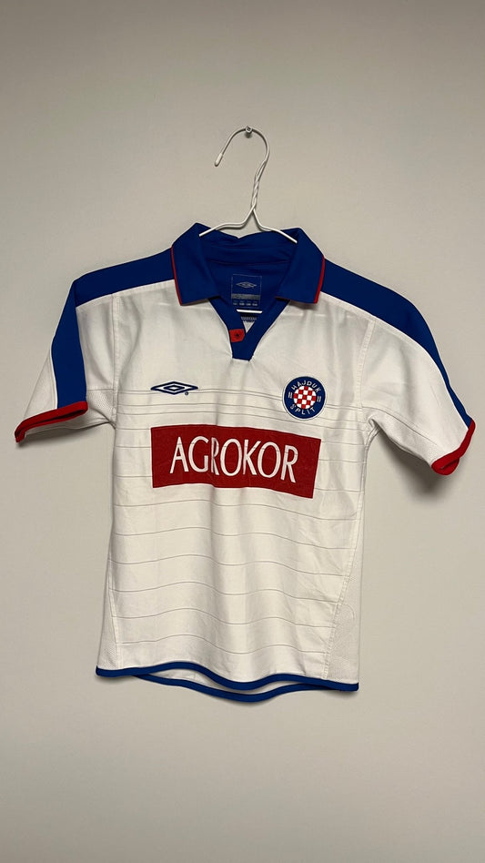 Vintage Hajduk Split home football shirt from 2004-06 in white, kids size L boys, with crest, genuine original football shirt