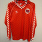 Hummel Norway Home 1987 Erland Johnsen 4 Matchworn - 7/10 - TheFootballIdiots