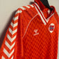 Hummel Norway Home 1987 Erland Johnsen 4 Matchworn - 7/10 - TheFootballIdiots
