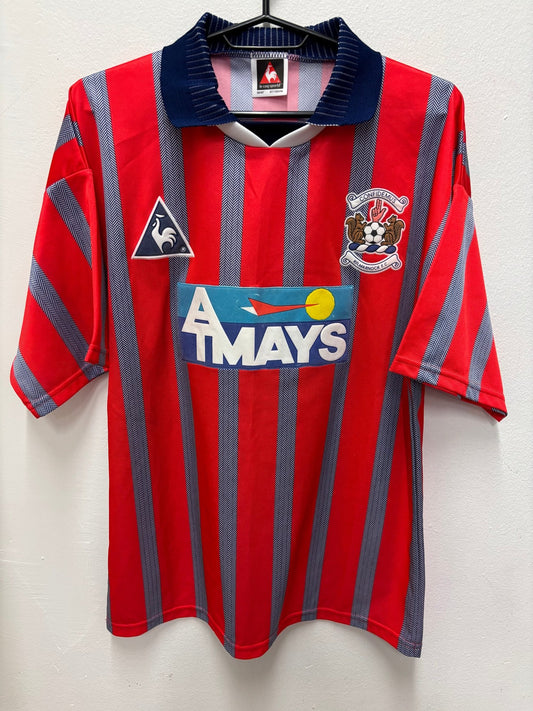 Vintage Le Coq Sportif Kilmarnock away football shirt from 1995-97 with the club crest, size M, authentic football shirt