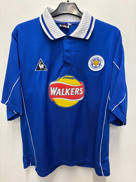 Reebok Leicester City 2000/01 home football shirt in blue with Savage 14 nameset, adult size L, hand graded in Norway