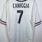 Front view of the Rangers 01/02 away shirt showing the club badge and Nike swoosh logo, photographed at our Stavanger store