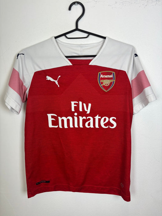 Puma Arsenal 2018/19 home football shirt in red with the Aubameyang 14 nameset, kids sizing, genuine original football shirt