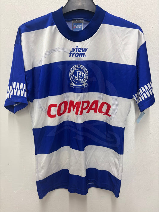 Vintage Pony Queens Park Rangers home shirt from 1995/96 in blue and white hoops, size XS, genuine original football shirt