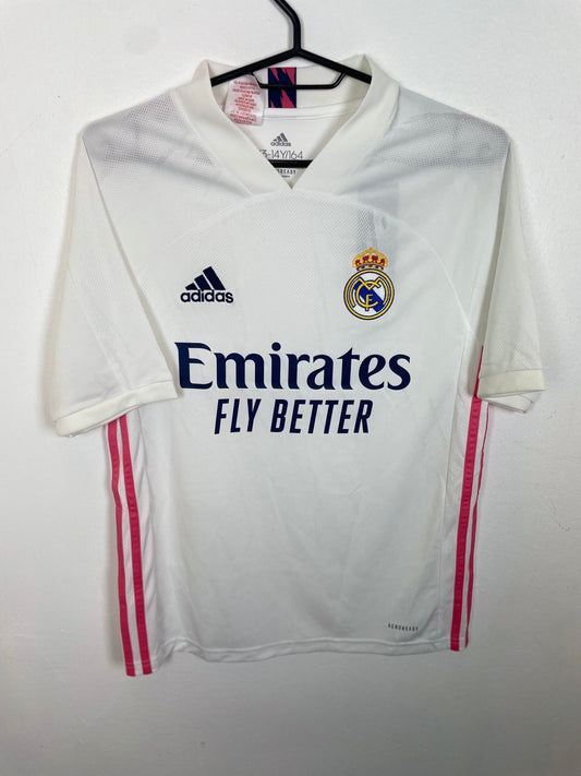 Official Real Madrid 2020/21 home football shirt in white, kids sizing, brand new with tags, genuine original football shirt