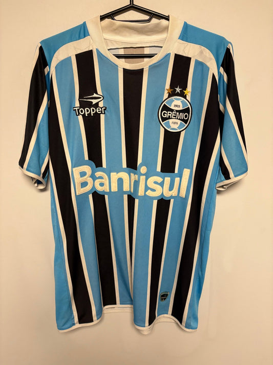 Topper Gremio 2011 home football shirt in blue and black stripes with the Tramontina 10, genuine original football shirt