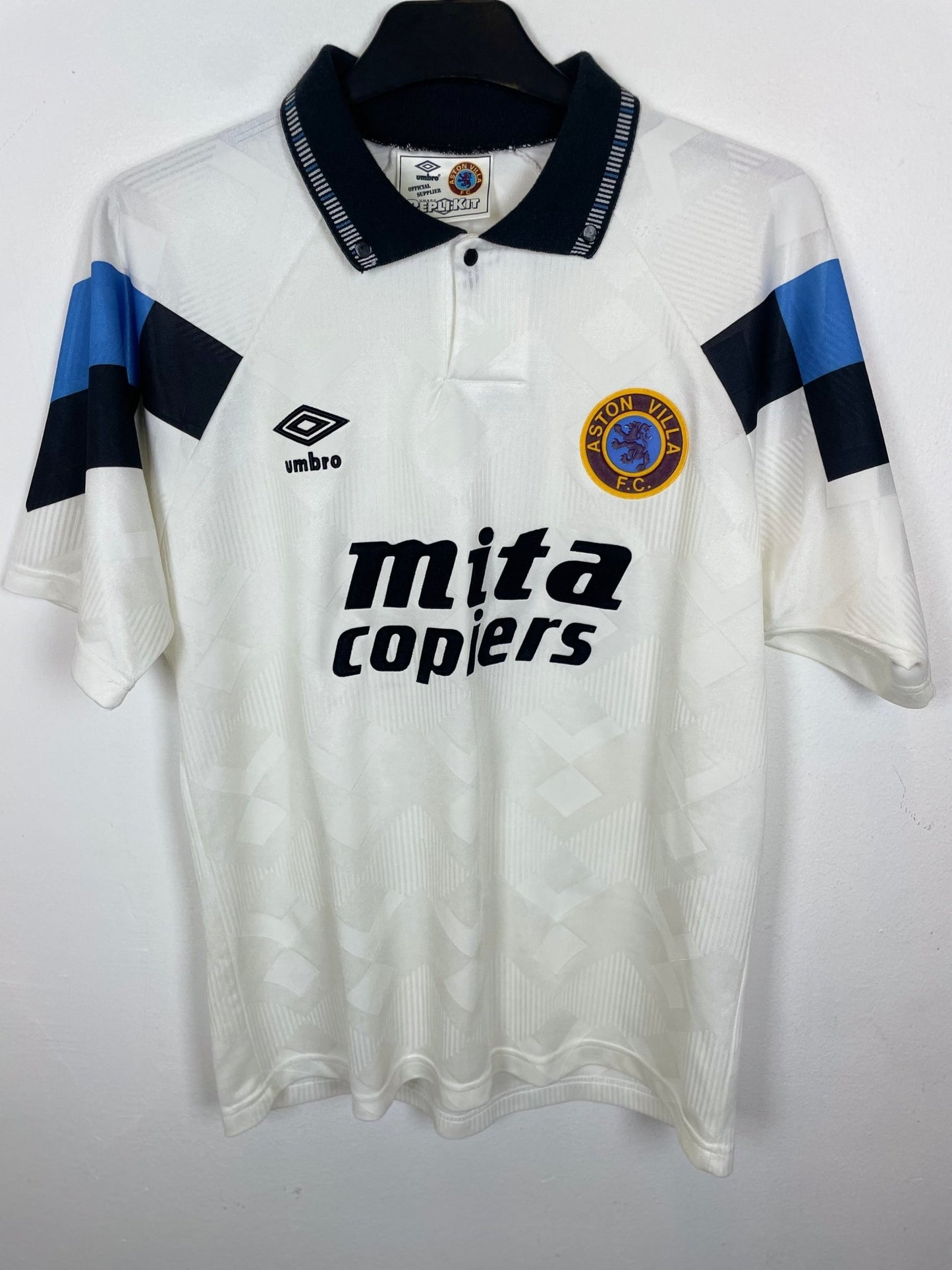 Vintage Umbro Aston Villa away football shirt from the 1990-93 seasons with the club crest, genuine original football shirt