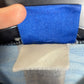 Close-up of the Inter Milan club crest on the original 96/97 black and blue striped shirt, shown in close detail