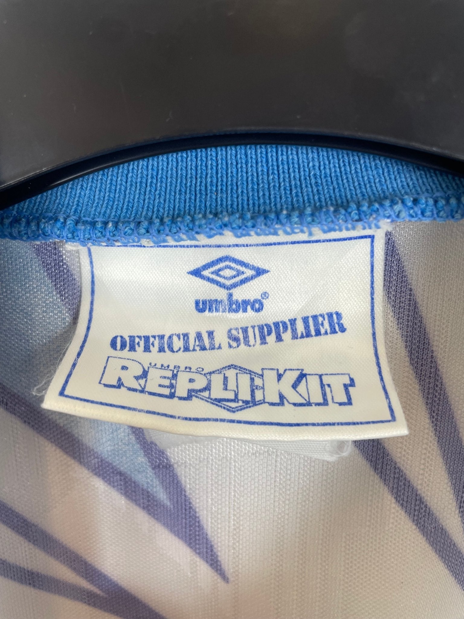 Back of the vintage Napoli 1991-93 Umbro away shirt with the Gianfranco Zola number 10, shown in full rear detail