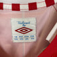 Back of the Umbro Southampton 2012/13 striped home shirt with the Fonte number 6 print, shown in full rear detail